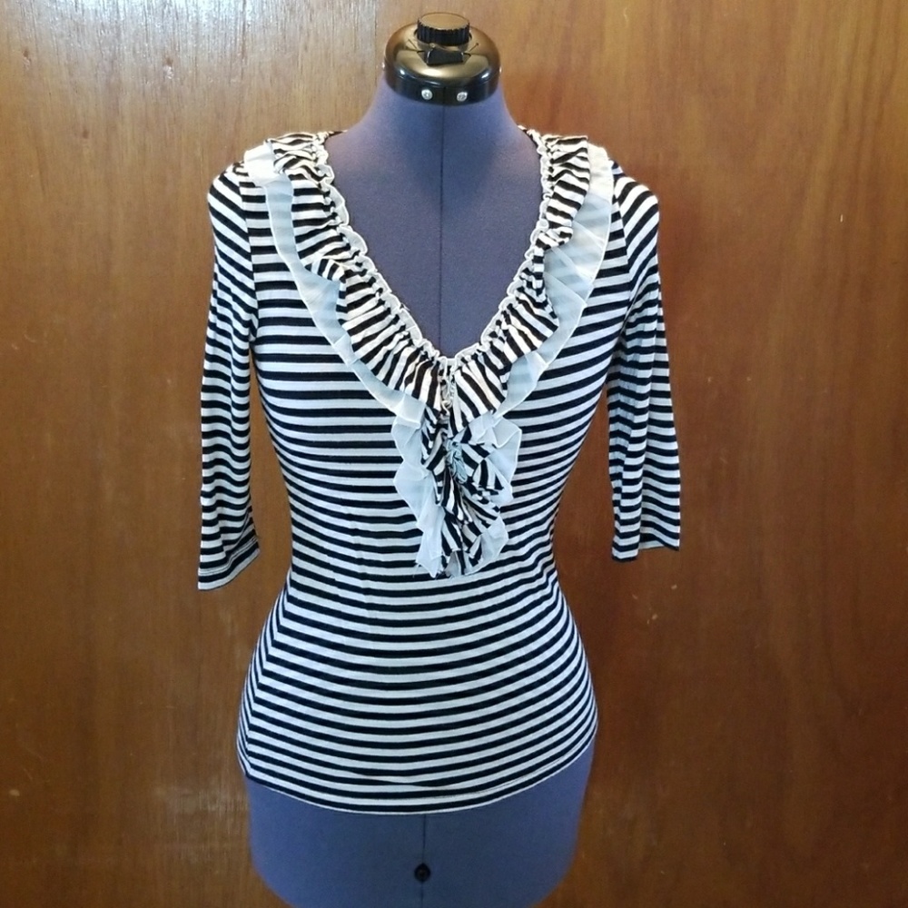 Striped ruffled blouse